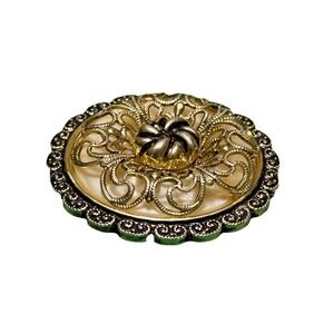 Vintage W Germany Gold Tone Filigree Flower Scarf Clip Holder